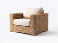 Fauteuil de jardin - Fibre tressée-Tissu - 89x85x80 cm - Naturel-Beige clair - Style naturel