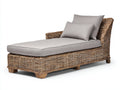 Bain de soleil - Rotin tressé-Tissu - 188x88x84 cm - Brun naturel-Gris clair - Style naturel