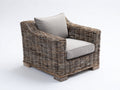 Fauteuil de jardin - Résine tressée-Tissu - 88x84x80 cm - Brun grisé-Gris clair - Style naturel