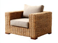 Fauteuil de jardin - Fibre tressée-Tissu - 94x90x82 cm - Miel-Beige - Style rustique