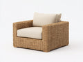 Fauteuil de jardin - Fibre tressée-Tissu - 93x89x81 cm - Naturel clair-Ivoire - Style contemporain naturel