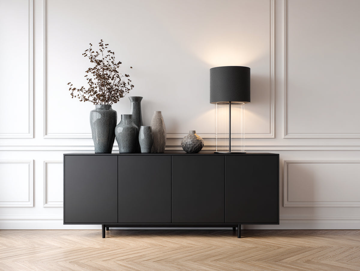 Meuble d'entrée - Bois - 172x42x81 cm - Noir - Style moderne