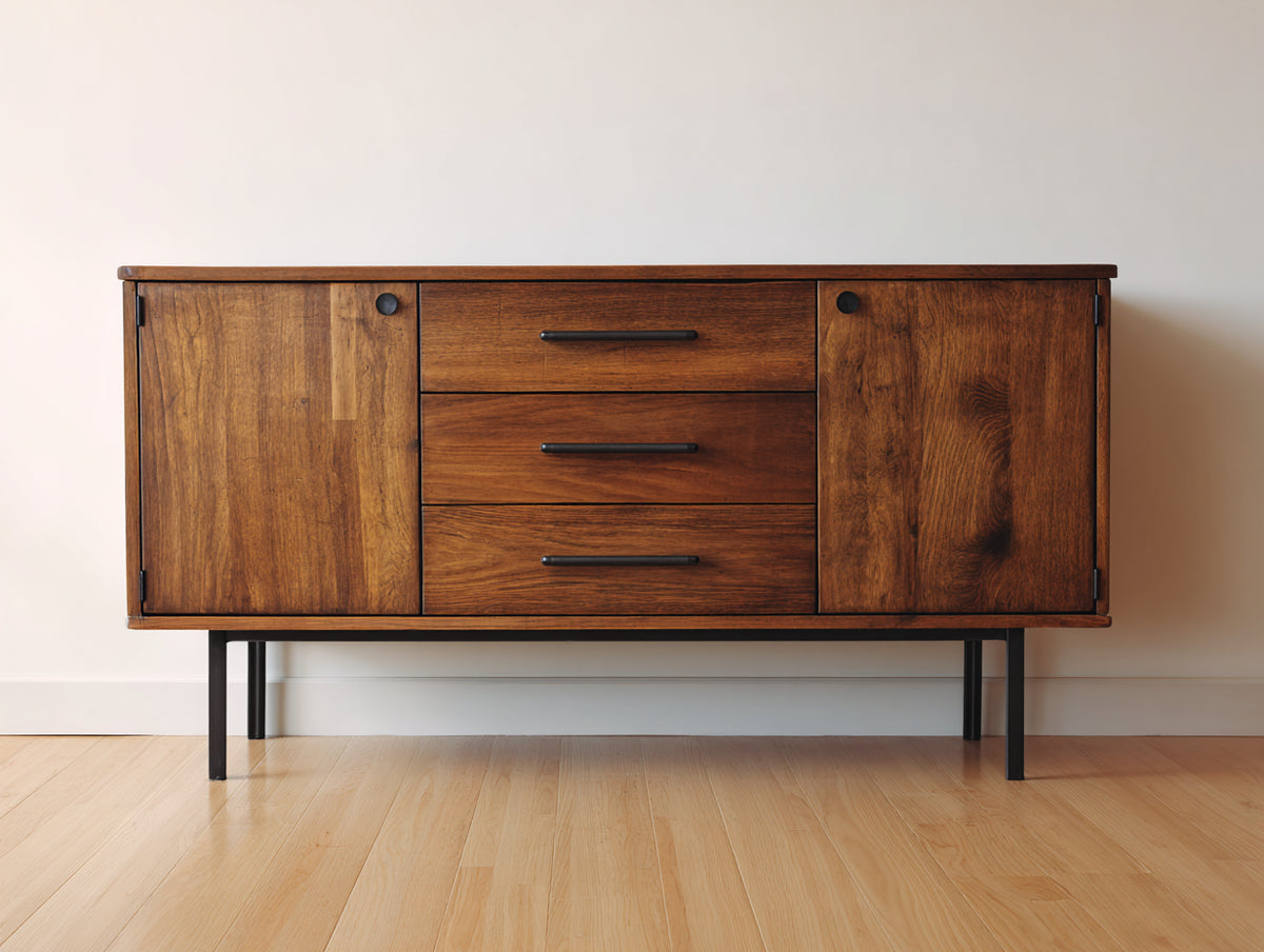 Meuble d'entrée - Bois - 181x45x80 cm - Marron - Style milieu du siècle