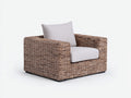 Fauteuil de jardin - Fibre tressée-Tissu - 90x86x78 cm - Brun grisé-Gris perle - Style contemporain