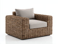 Fauteuil de jardin - Fibre tressée-Tissu - 95x91x79 cm - Brun naturel-Gris clair - Style rustique