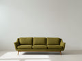 Canapé 3 places - Tissu-Bois - 208x86x82 cm - Vert olive-Bois naturel - Style scandinave rétro