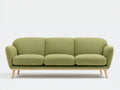 Canapé 3 places - Tissu-Bois - 205x87x84 cm - Vert olive-Bois clair - Style scandinave moderne