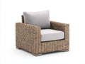 Fauteuil de jardin - Fibre tressée-Tissu - 92x88x84 cm - Brun grisé-Gris clair - Style contemporain