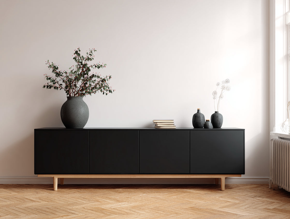 Meuble d'entrée - Bois - 188x44x79 cm - Noir - Style scandinave