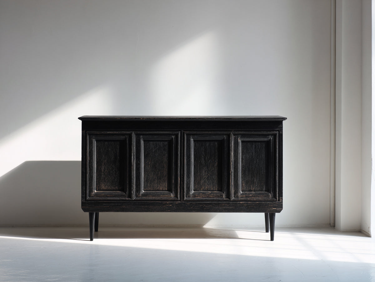 Meuble d'entrée - Bois - 154x42x82 cm - Noir vieilli - Style rustique