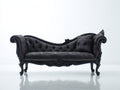 Chaise longue - Tissu-Bois - 192x78x104 cm - Noir - Style baroque