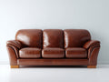 Canapé 3 places - Cuir - 210x96x91 cm - Brun cognac - Style classique confortable