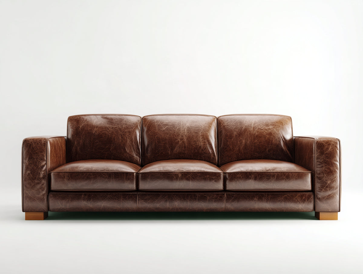 Canapé 3 places - Cuir - 216x92x84 cm - Brun chocolat - Style moderne