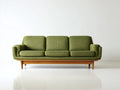 Canapé 3 places - Tissu-Bois - 209x88x83 cm - Vert olive-Bois naturel - Style rétro moderne